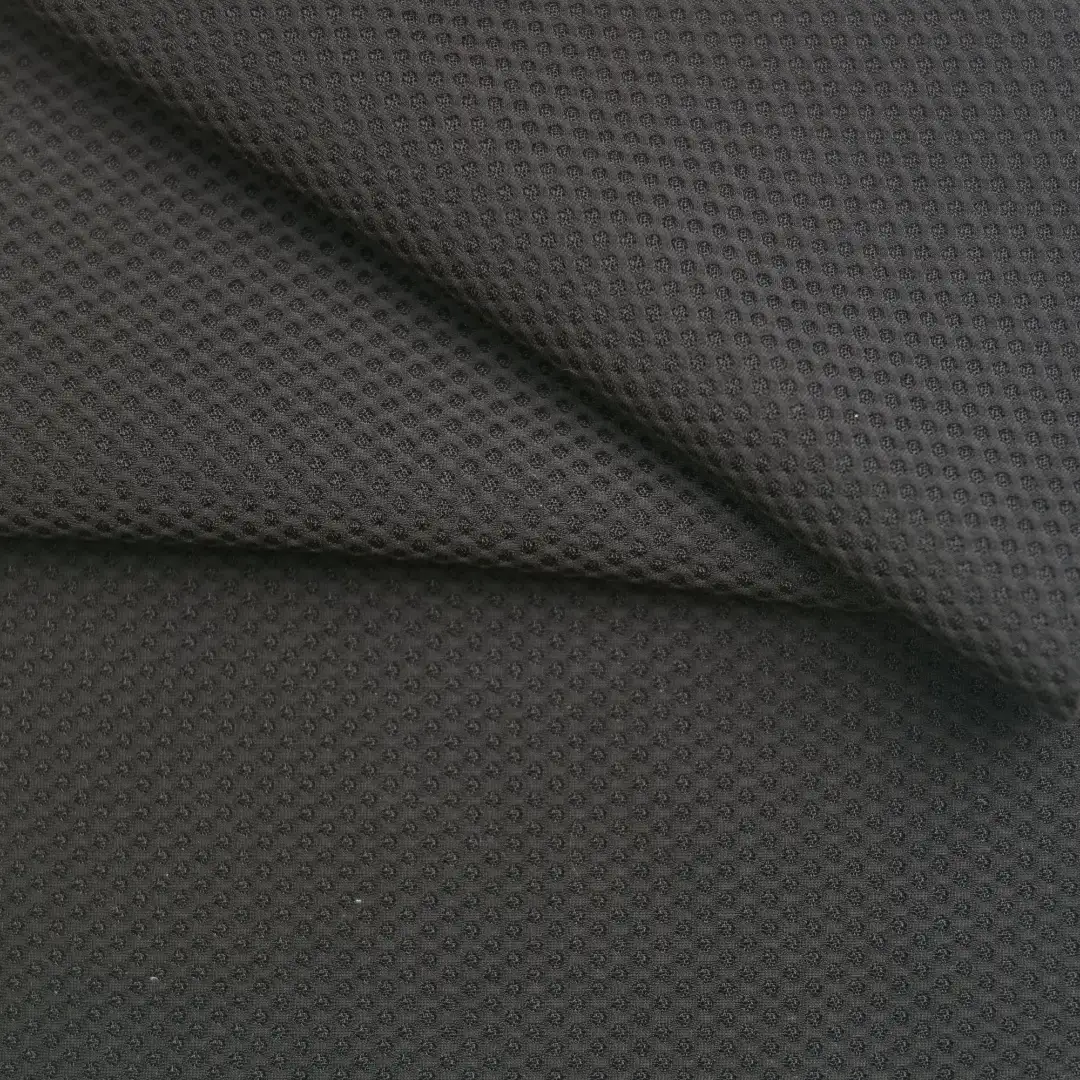 China Fabric for Jackets,Bomber jacket Mesh Knit Fabric Polyester Spandex Black color buy from China wholesaler bulk order at wholesale price free worldwide shipping Alibaba