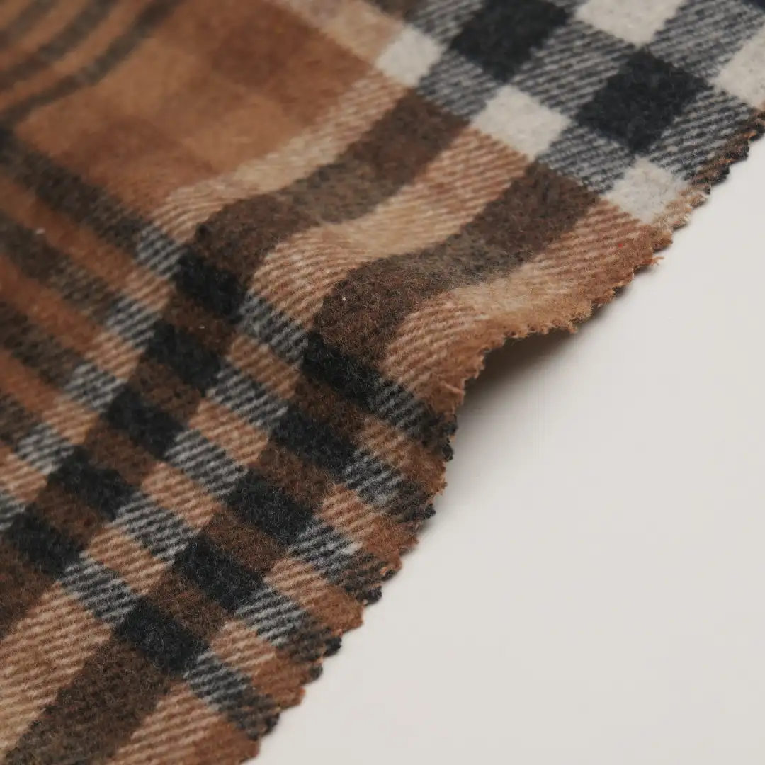 China Fabric for Trench Coat,Overcoat Knit Woolen Fabric Woolen Polyester Brown Check color buy from China wholesaler bulk order at wholesale price free worldwide shipping Alibaba