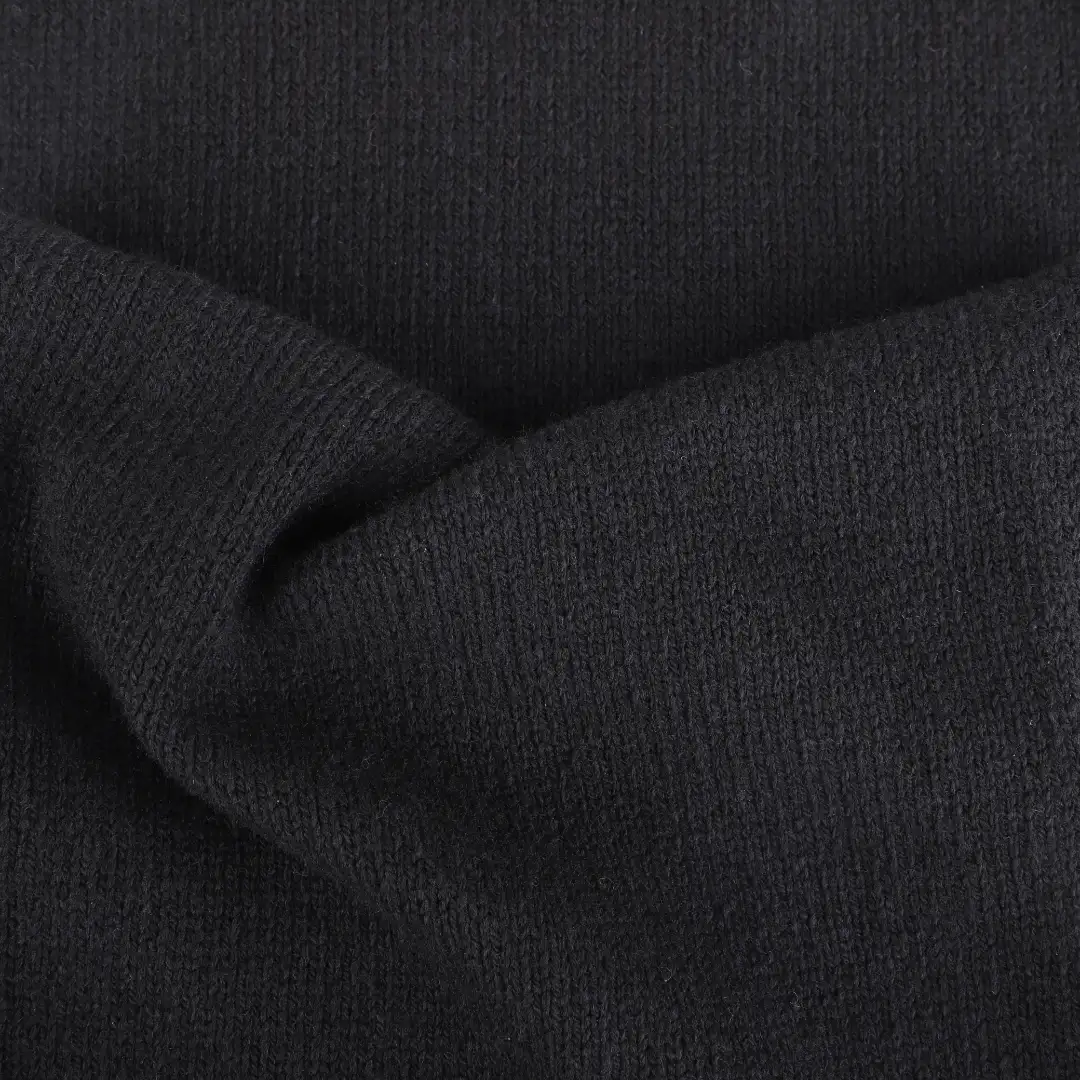 China Yarn for Sweaters Semi-Worsted Spun Regular Yarn BCI Cotton Recycled Polyester Wool Black color buy from China wholesaler bulk order at wholesale price free worldwide shipping Alibaba