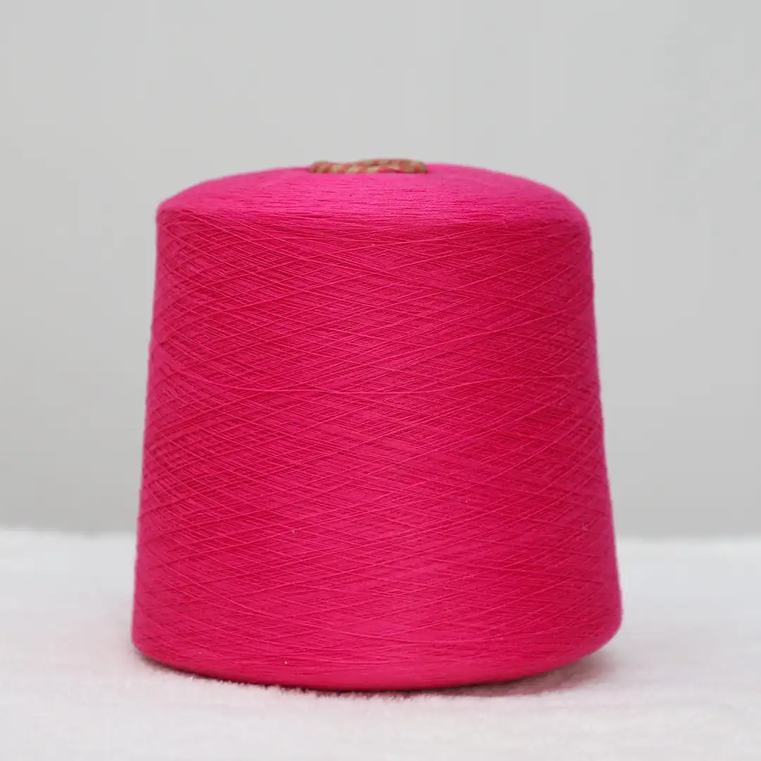 China Yarn for Crop Top Pullover (Sweater),Hoodie  (Sweater),Dresses (Cardigan Open) (Sweater),Skirt (Sweater) Ring Spun Regular Yarn Cotton Dark Pink color buy from China wholesaler bulk order at wholesale price free worldwide shipping Alibaba