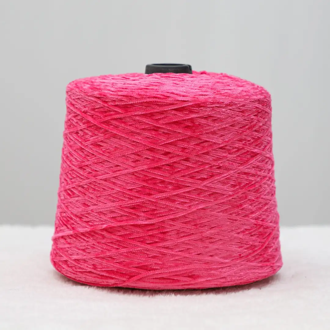 China Yarn for Crop Top Pullover (Sweater),Dresses (Cardigan Open) (Sweater) Shiny Chenille Fancy Yarn Polyester Hot Pink color buy from China wholesaler bulk order at wholesale price free worldwide shipping Alibaba