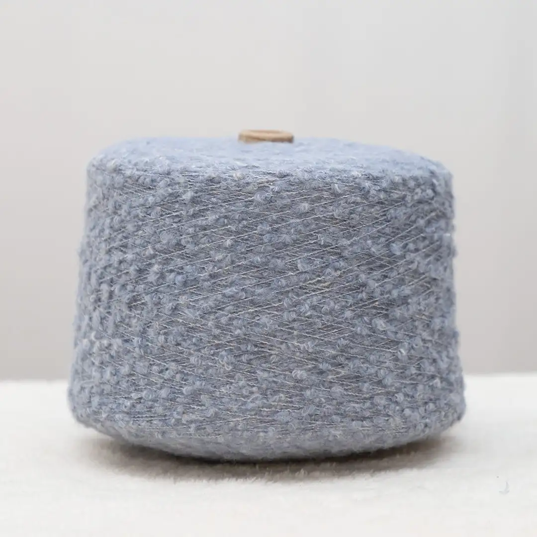 China Yarn for Crop Top Pullover (Sweater),Dresses (Cardigan Open) (Sweater) Mossy Yarn Fancy Yarn Polyester Recycled Polyester Cotton Spandex Blue color buy from China wholesaler bulk order at wholesale price free worldwide shipping Alibaba