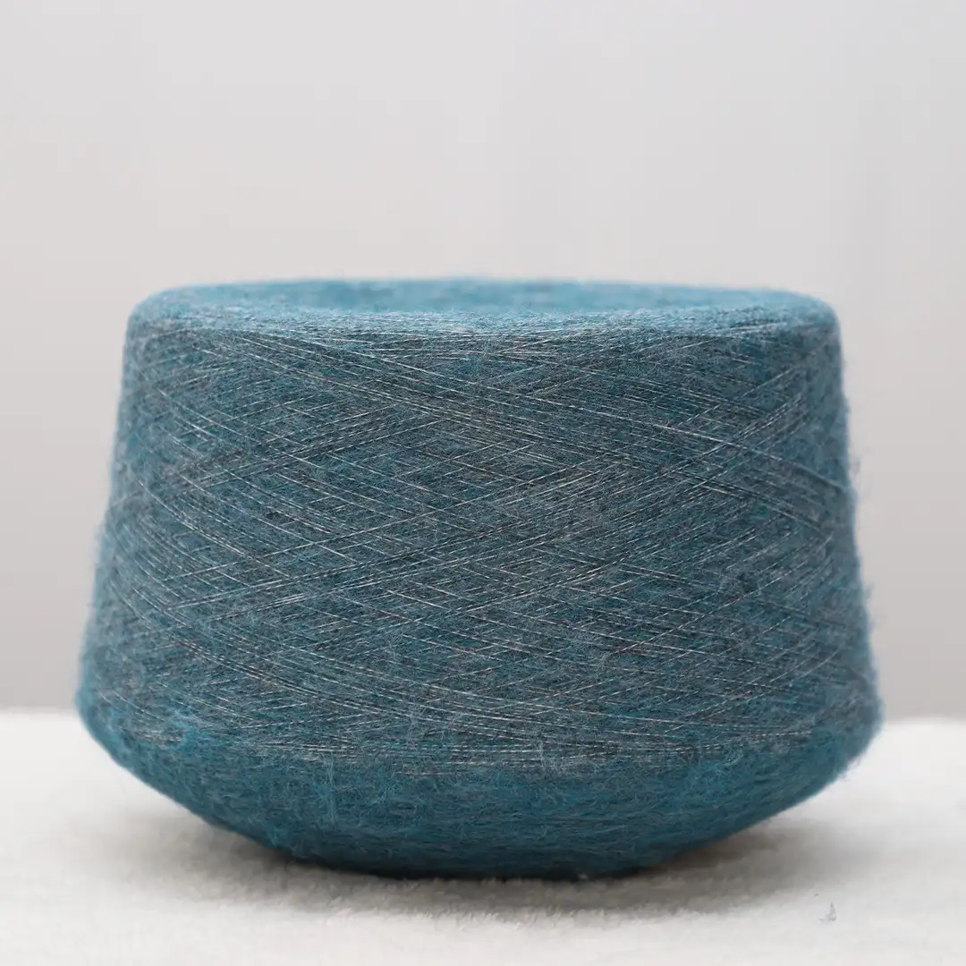 China Yarn for Crop Top Pullover (Sweater),Dresses (Cardigan Open) (Sweater) Mossy Yarn Fancy Yarn Polyester Recycled Polyester Acrylic Spandex Blue color buy from China wholesaler bulk order at wholesale price free worldwide shipping Alibaba