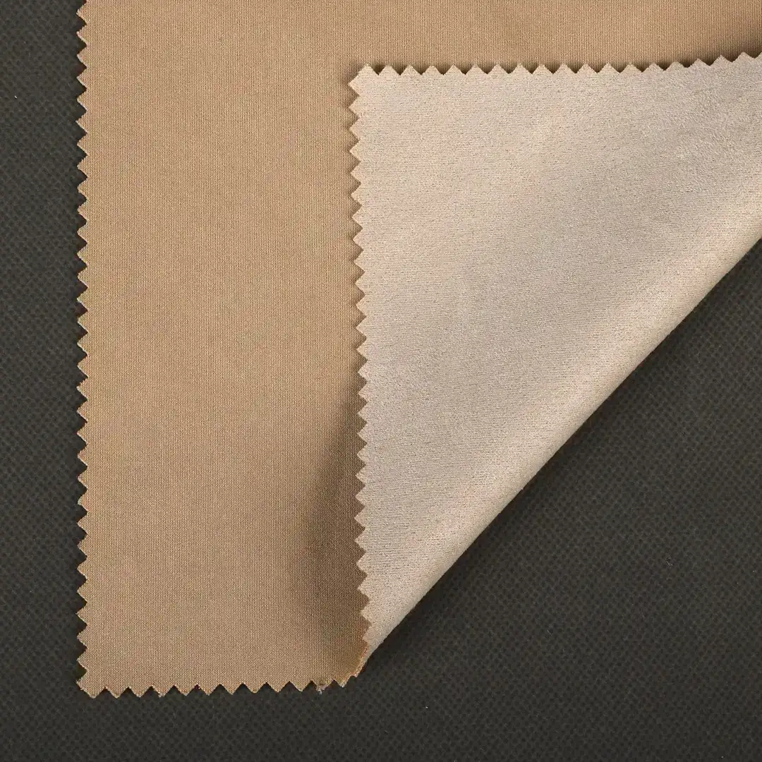 China Fabric for Jacket,Blazer,Trench Coat,Down Coat,Overcoat,Outdoor Jacket Warp Suede Knit Fabric Polyester Spandex Cream color buy from China wholesaler bulk order at wholesale price free worldwide shipping Alibaba