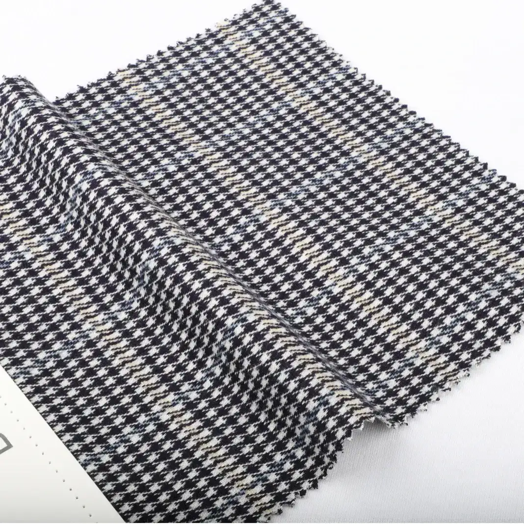 China Fabric for Pants,Jacket,Blazer,Trench Coat,Down Coat Weft Jacquard Knit Fabric Polyester Rayon Spandex Black White Group color buy from China wholesaler bulk order at wholesale price free worldwide shipping Alibaba