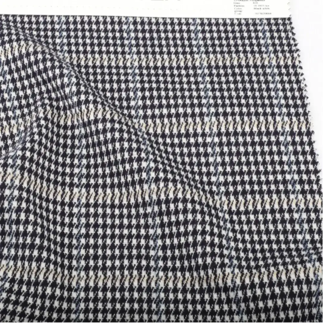 China Fabric for Pants,Jacket,Blazer,Trench Coat,Down Coat Weft Jacquard Knit Fabric Polyester Rayon Spandex Black White Group color buy from China wholesaler bulk order at wholesale price free worldwide shipping Alibaba