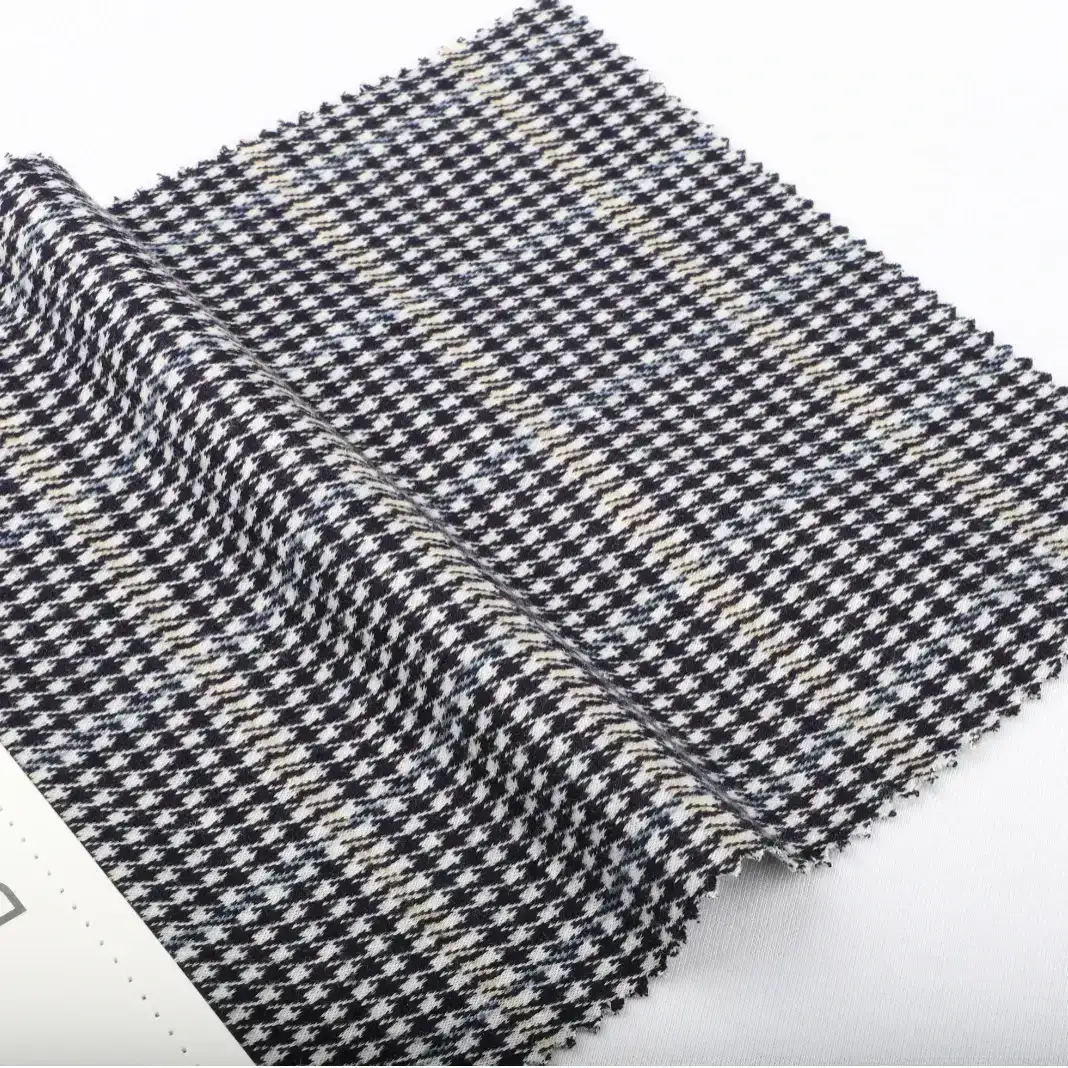 China Fabric for Waistcoat,Blazer Weft Jacquard Knit Fabric Polyester Rayon Spandex Black White Group color buy from China wholesaler bulk order at wholesale price free worldwide shipping Alibaba