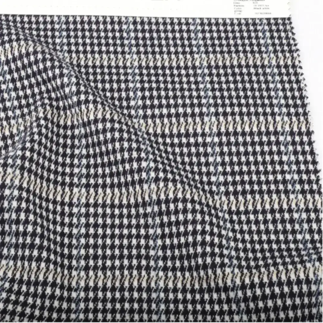 China Fabric for Waistcoat,Blazer Weft Jacquard Knit Fabric Polyester Rayon Spandex Black White Group color buy from China wholesaler bulk order at wholesale price free worldwide shipping Alibaba