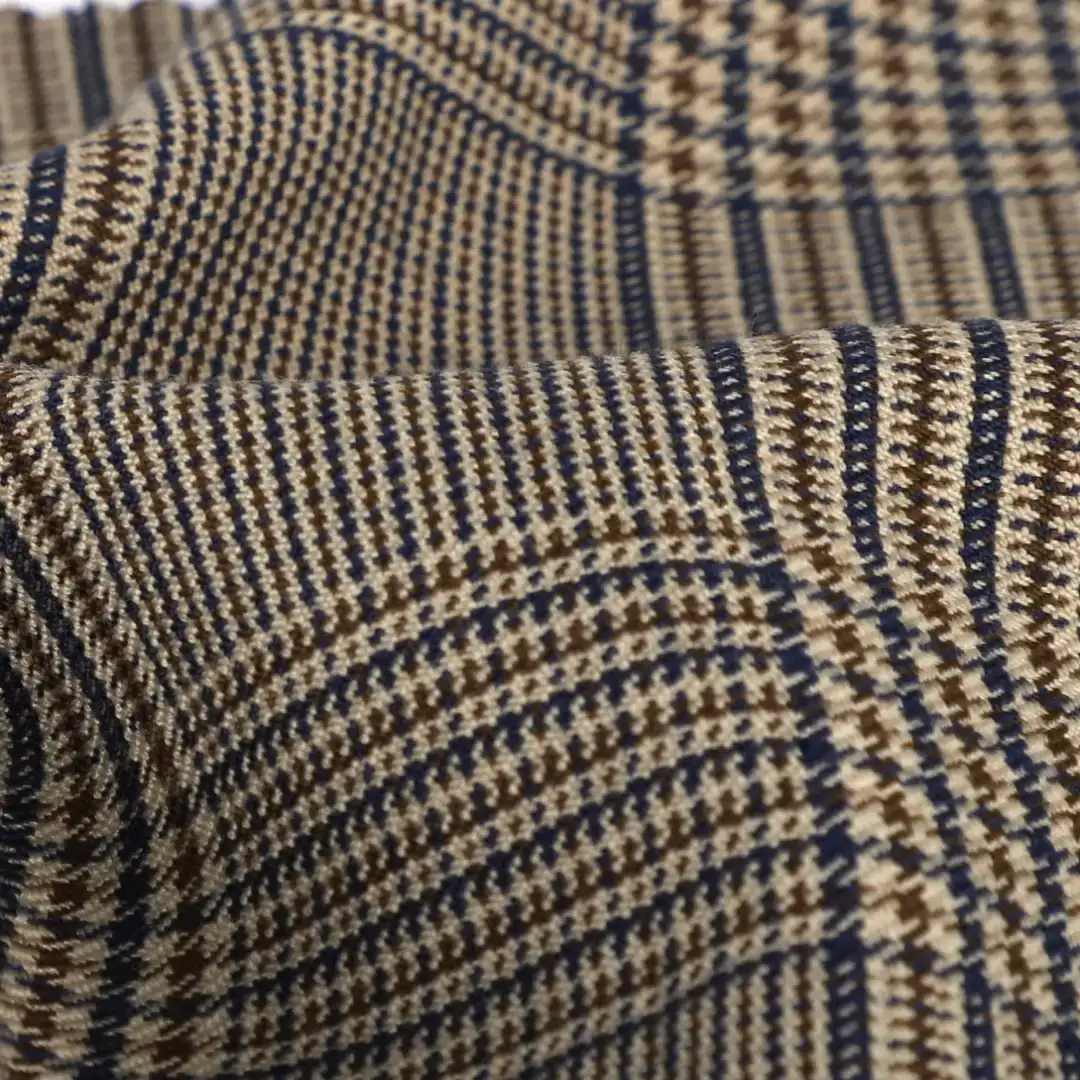 China Fabric for Jackets,Blazer,Tank Top,Trench Coat,Down Jacket,Overcoat,Suit,Outdoor Jackets Polyester Jacquard Synthetic Woven Fabric Polyester Rayon Spandex Brown/Navy/Cream color buy from China wholesaler bulk order at wholesale price free worldwide shipping Alibaba