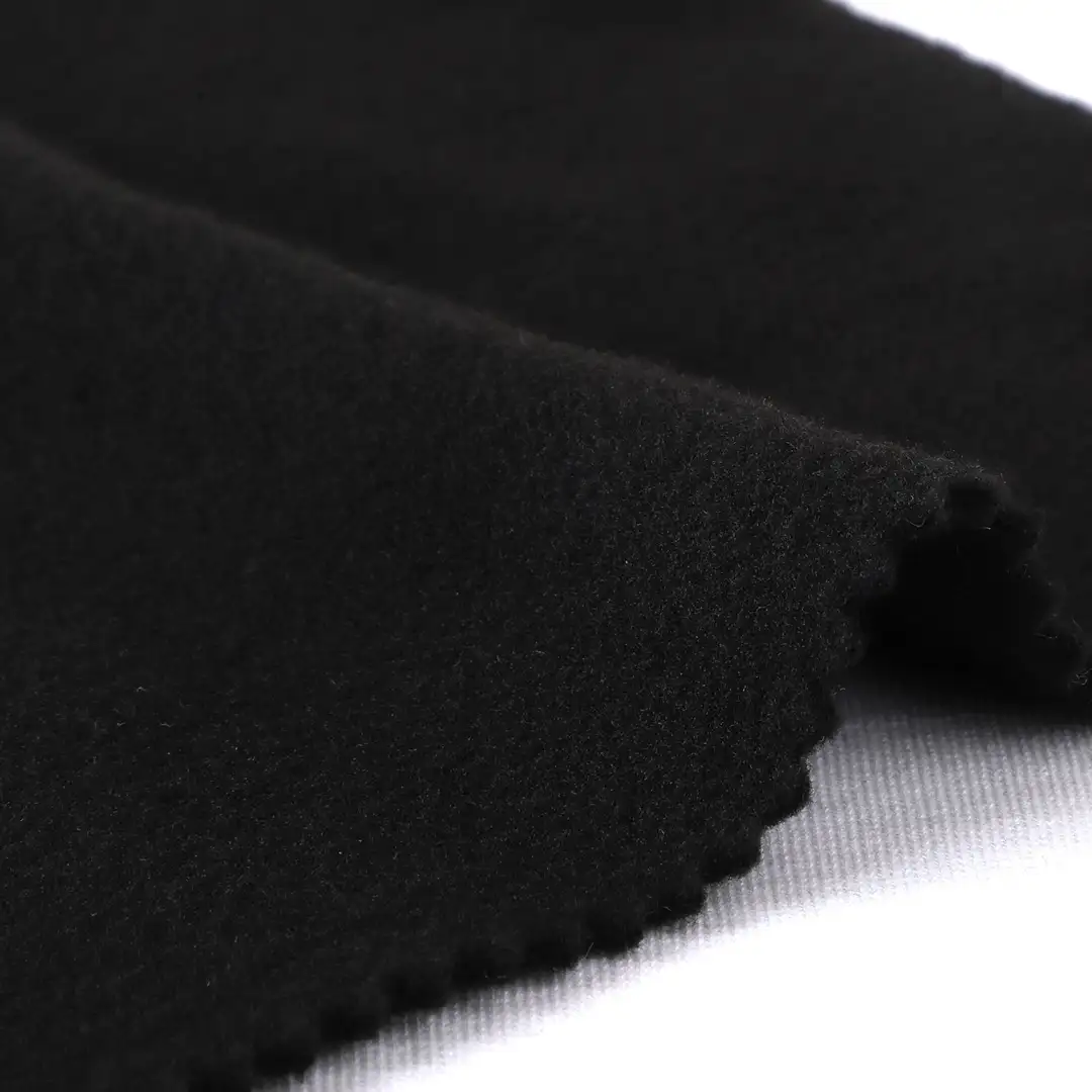 China Fabric for Jacket,Joggers,Hoodie,Outdoor Jacket Polar Fleece Knit Fabric Polyester Black color buy from China wholesaler bulk order at wholesale price free worldwide shipping Alibaba