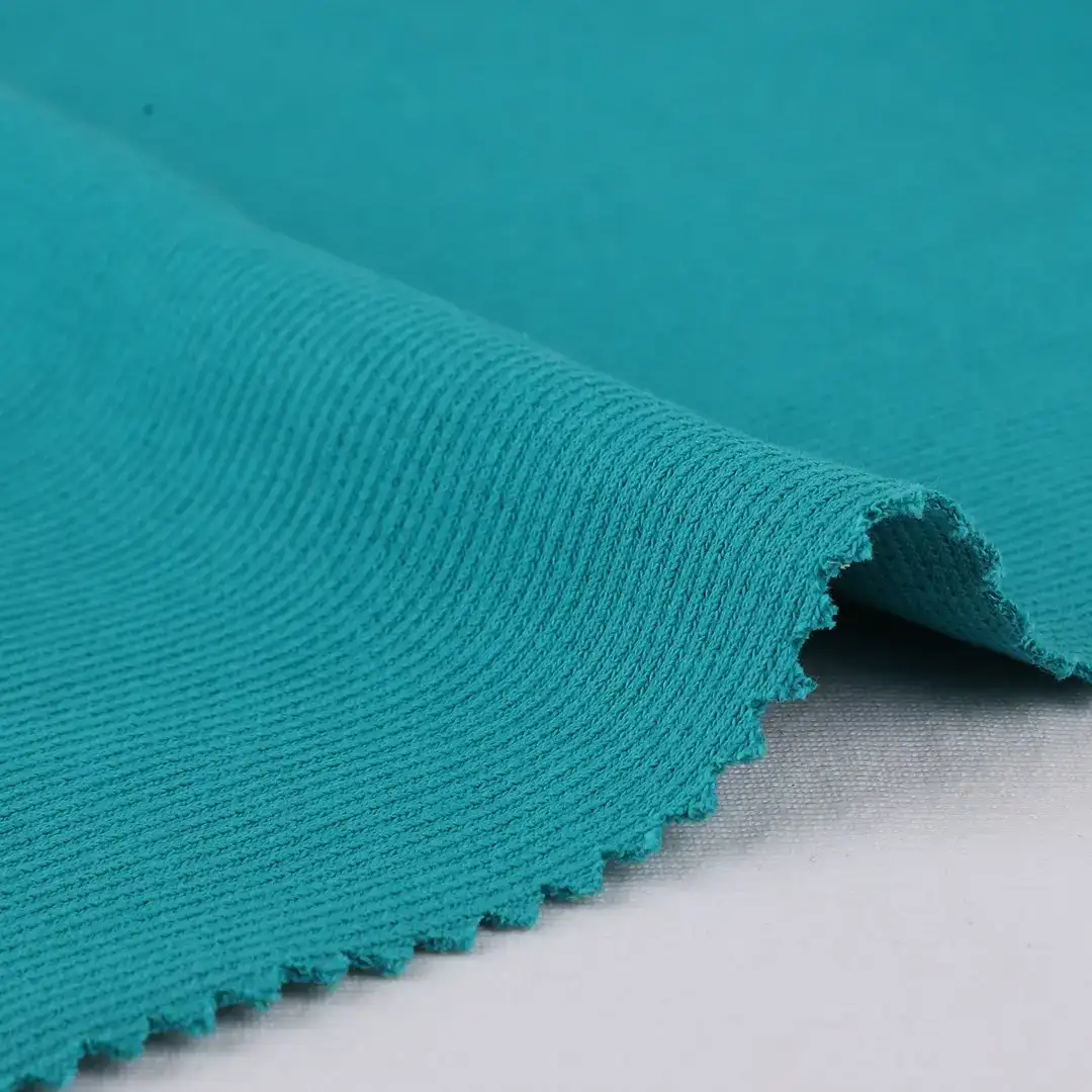 China Fabric for Jacket,Polo Shirt,Women Top,Hoodie,Yoga Clothes Rib Knit Fabric Cotton Polyester Spandex Blue color buy from China wholesaler bulk order at wholesale price free worldwide shipping Alibaba