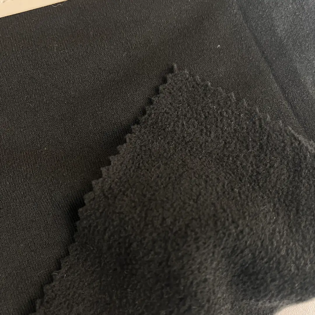 China Fabric for Jacket,Joggers,Hoodie,Outdoor Jacket Fleece Knit Fabric Polyester Black color buy from China wholesaler bulk order at wholesale price free worldwide shipping Alibaba