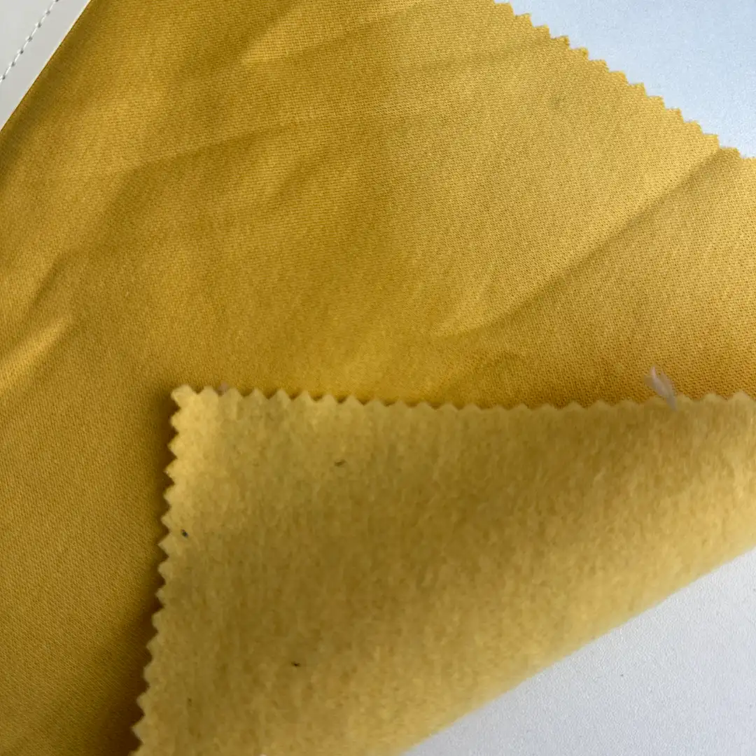 China Fabric for Jacket,Joggers,Hoodie,Outdoor Jacket Fleece Knit Fabric Cotton Polyester Yellow color buy from China wholesaler bulk order at wholesale price free worldwide shipping Alibaba