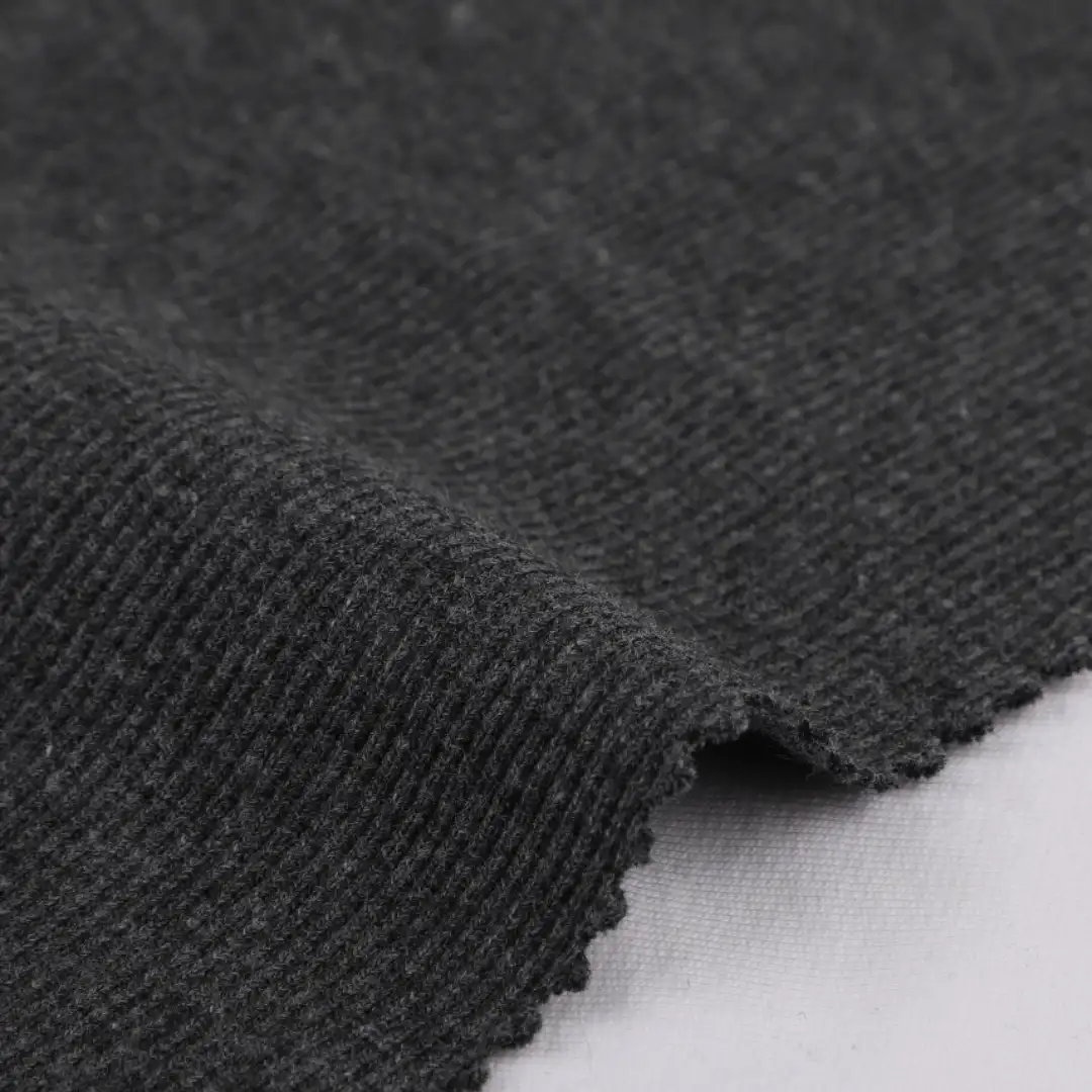 China Fabric for T-Shirt,Polo Shirt,Women Top,Hoodie,Pajamas,Yoga Clothes Rib Knit Fabric Cotton Polyester Spandex Grey color buy from China wholesaler bulk order at wholesale price free worldwide shipping Alibaba