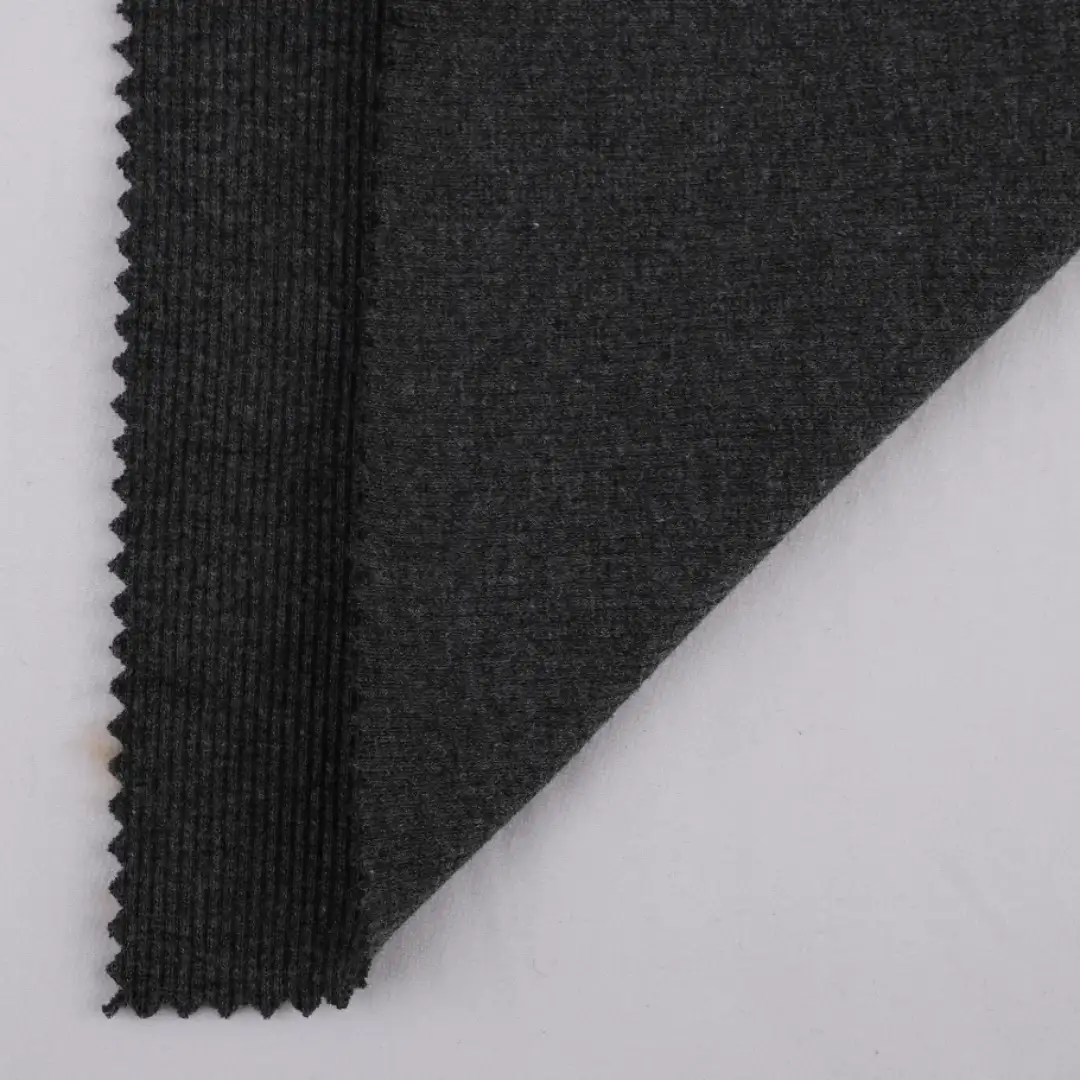 China Fabric for T-Shirt,Polo Shirt,Women Top,Hoodie,Pajamas,Yoga Clothes Rib Knit Fabric Cotton Polyester Spandex Grey color buy from China wholesaler bulk order at wholesale price free worldwide shipping Alibaba