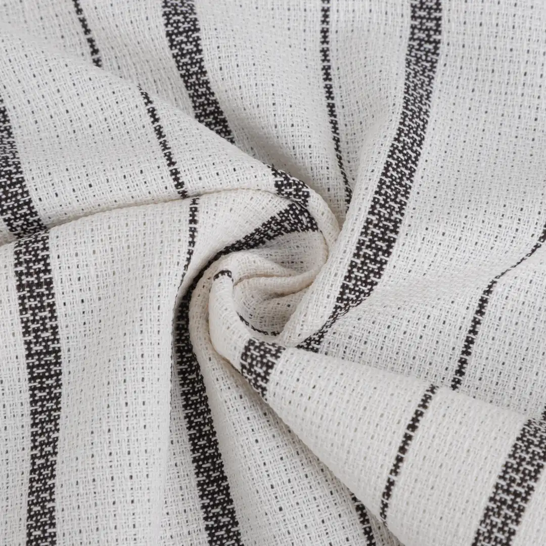 Bangladesh Fabric for Shirt,Blouse,Crop Top Cotton Dobby Natural Woven Fabric BCI Cotton YD Stripe(Black+White) color buy from Bangladesh wholesaler bulk order at wholesale price free worldwide shipping Alibaba