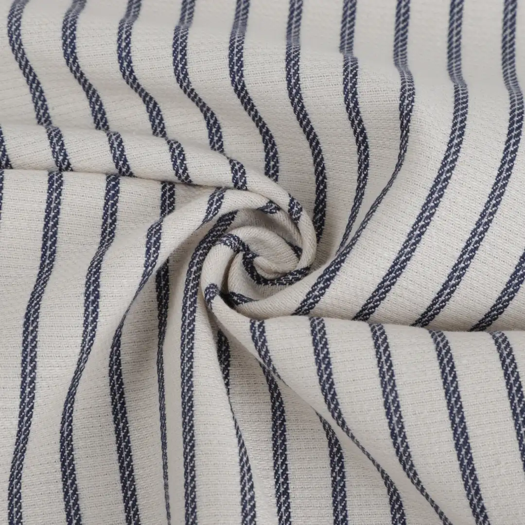 Bangladesh Fabric for Shirt,Blouse,Crop Top Cotton Dobby Natural Woven Fabric BCI Cotton Y/d Navy+Beige color buy from Bangladesh wholesaler bulk order at wholesale price free worldwide shipping Alibaba