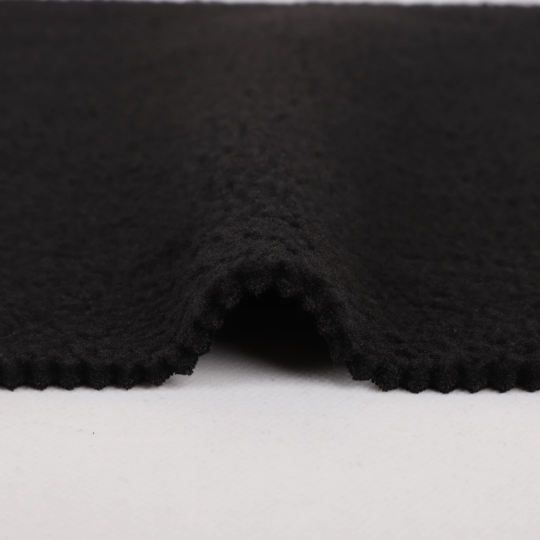 China Fabric for Overcoat,Bomber Jacket,Trench Coat Sherpa Knit Fabric Cotton Polyester Black color buy from China wholesaler bulk order at wholesale price free worldwide shipping Alibaba