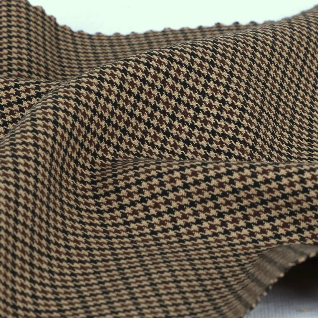 China Fabric for Blazer,Skirt,Suit Polyester Jacquard Synthetic Woven Fabric Polyester Rayon Spandex Brown/Black color buy from China wholesaler bulk order at wholesale price free worldwide shipping Alibaba
