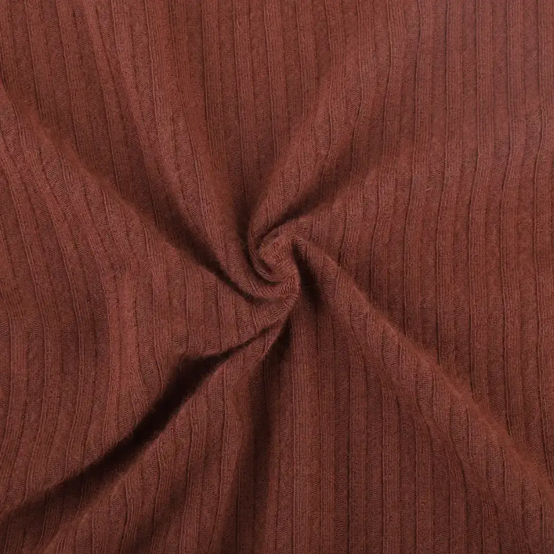 China Fabric for Crop Top,Hoodie,Tank Top Rib Knit Fabric Rayon Spandex Brown color buy from China wholesaler bulk order at wholesale price free worldwide shipping Alibaba