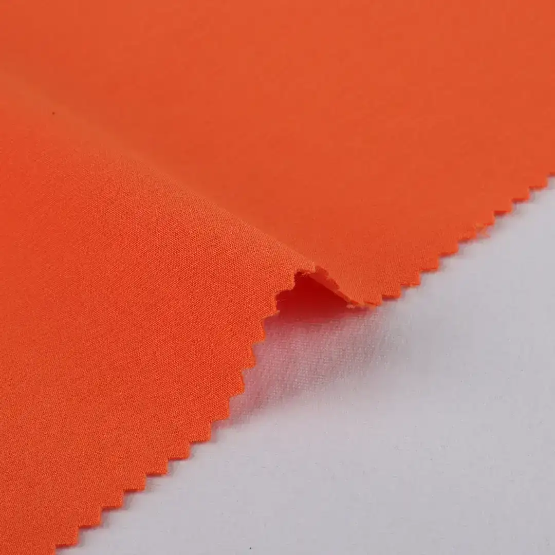 China Fabric for Jacket,Pants,Tracksuits Single-way Stretch Woven Fabric Synthetic Woven Fabric Polyester Spandex Orange color buy from China wholesaler bulk order at wholesale price free worldwide shipping Alibaba