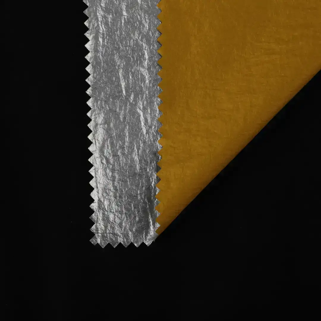 China Fabric for Jacket,Blazer PU Woven Blended Fabric Nylon Silver color buy from China wholesaler bulk order at wholesale price free worldwide shipping Alibaba