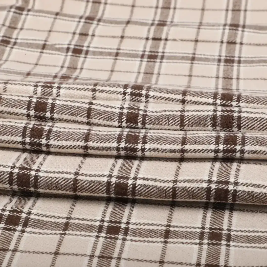 Bangladesh Fabric for Shirt,Crop Top,Skirt,Over Shirt Cotton YD Flannel Natural Woven Fabric BCI Cotton Brown Check color buy from Bangladesh wholesaler bulk order at wholesale price free worldwide shipping Alibaba