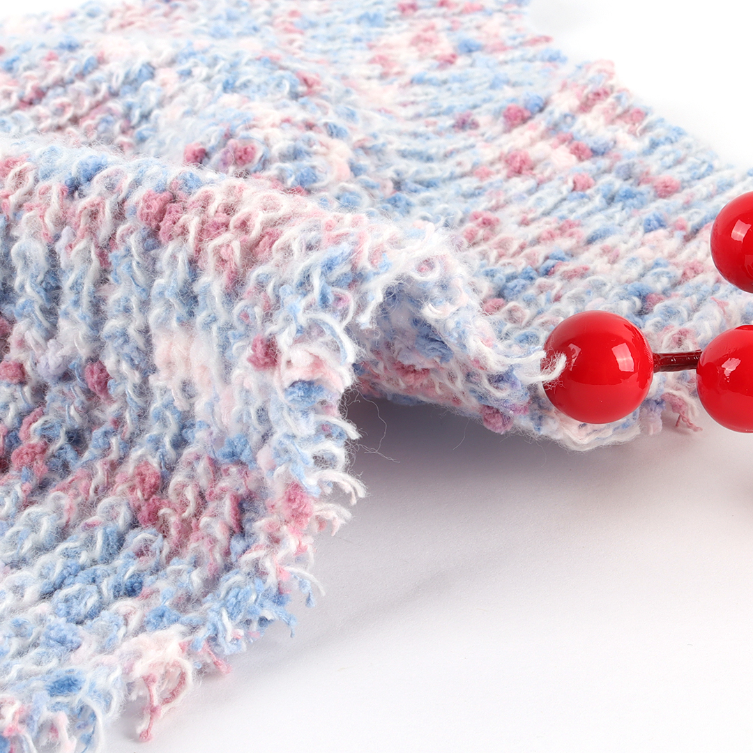 China Yarn for Dresses (Cardigan Open) (Sweater),Crop Top Pullover (Sweater) Boucle Yarn Fancy Yarn Recycled Polyester Polyester White And Bluish Pink color buy from China wholesaler bulk order at wholesale price free worldwide shipping Alibaba