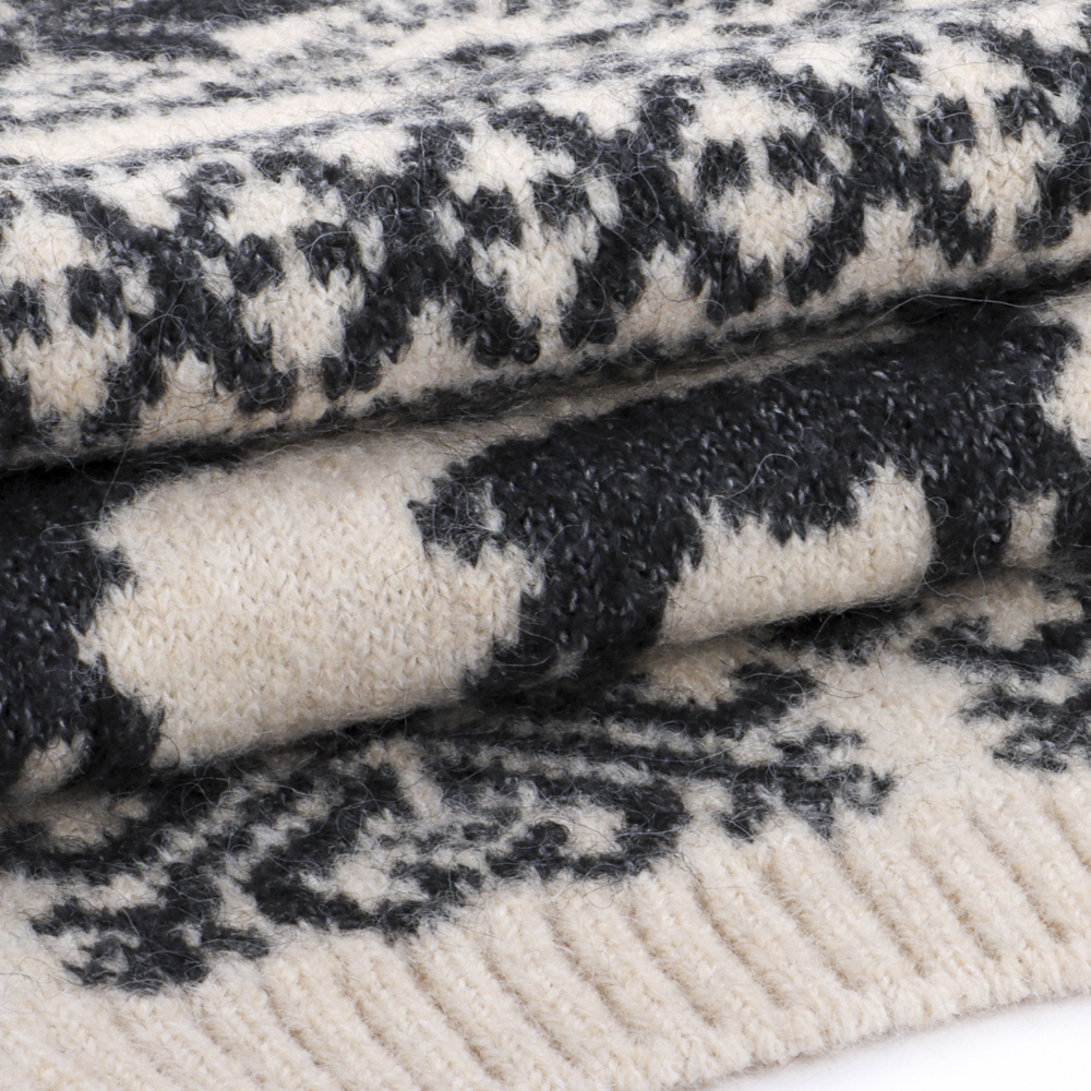 China Yarn for Open Cardigan (Sweater),Hoodie  (Sweater),Round Neck Pullover (Sweater) Mossy Yarn Fancy Yarn Recycled Polyester Acrylic Polyester Nylon Spandex BLACK Jacquard color buy from China wholesaler bulk order at wholesale price free worldwide shipping Alibaba