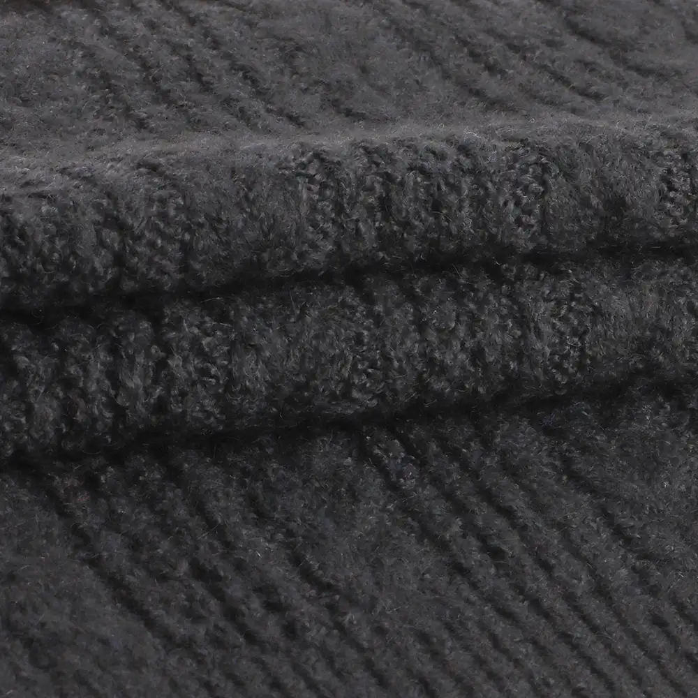 China Yarn for Open Cardigan (Sweater),Round Neck Pullover (Sweater),Hoodie  (Sweater) Mossy Yarn Fancy Yarn Recycled Polyester Nylon Spandex Black color buy from China wholesaler bulk order at wholesale price free worldwide shipping Alibaba
