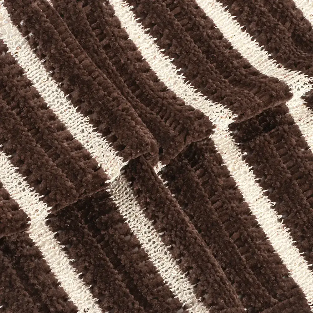 China Yarn for Dresses (Cardigan Button) (Sweater),Ladies Vest (Sweater)  Shiny Chenille Fancy Yarn Polyester Brown Stripe color buy from China wholesaler bulk order at wholesale price free worldwide shipping Alibaba