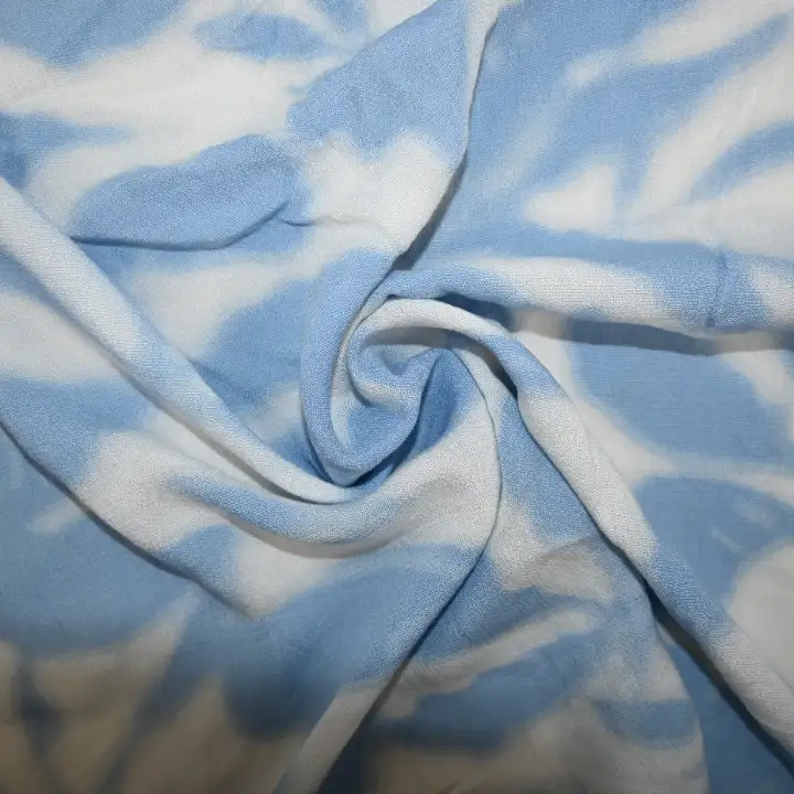 India Fabric for Shirt,Crop Top,Skirt,Over Shirt Viscose/Rayon Crepe Natural Woven Fabric Viscose Tye Dye Print color buy from India wholesaler bulk order at wholesale price free worldwide shipping Alibaba