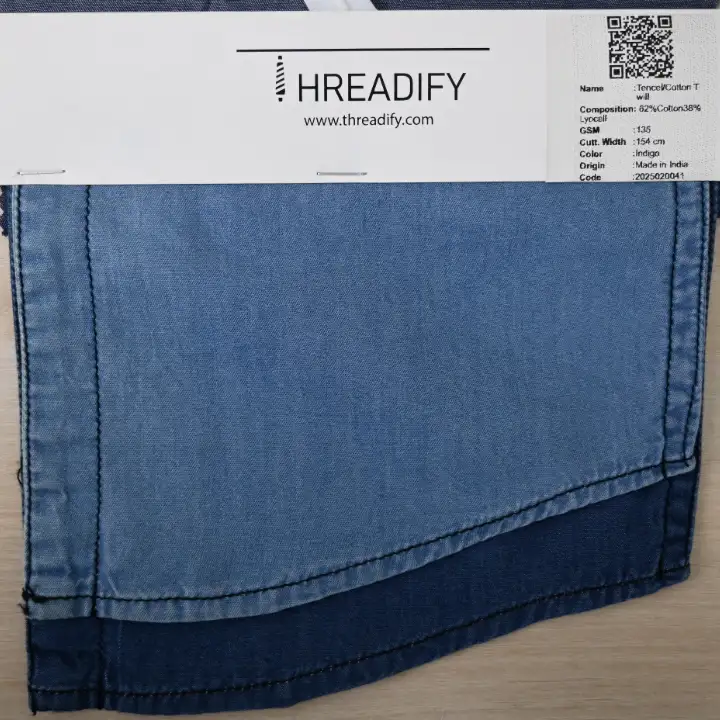 India Fabric for Denim Jacket,Denim Jacket Tencel/Cotton Denim Denim Cotton Lyocell Indigo color buy from India wholesaler bulk order at wholesale price free worldwide shipping Alibaba