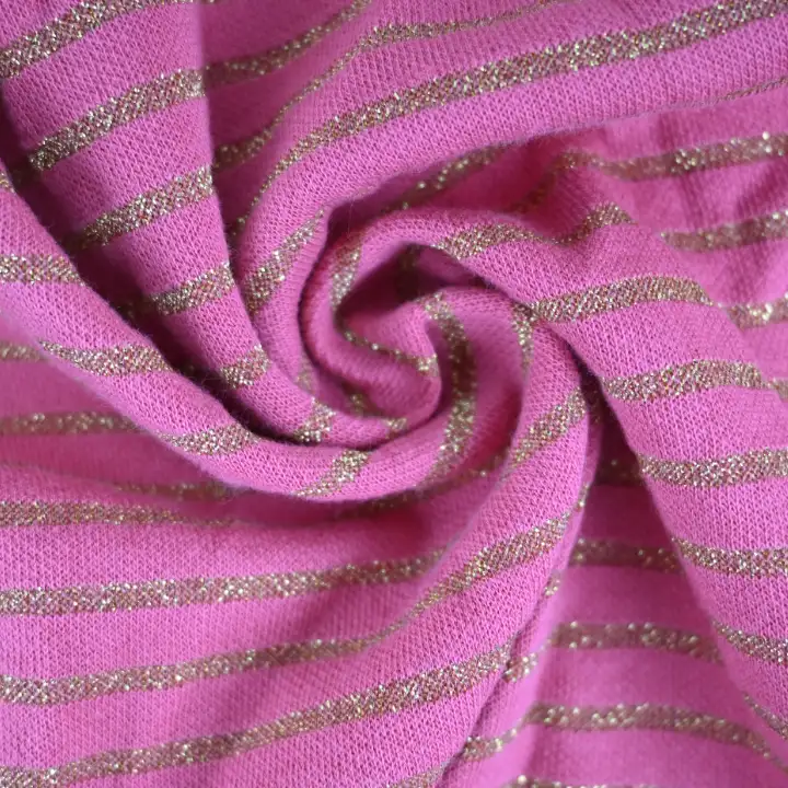 India Fabric for Tank Top,Crop Top,Pajamas Interlock Knit Fabric Cotton Pink Stripe (Print) color buy from India wholesaler bulk order at wholesale price free worldwide shipping Alibaba