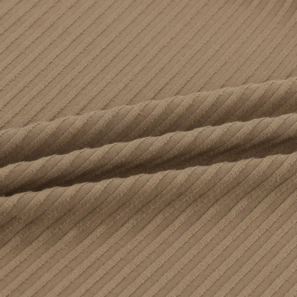China Fabric for Tank Top,Crop Top,Hoodie Rib Knit Fabric Polyester Spandex Brown color buy from China wholesaler bulk order at wholesale price free worldwide shipping Alibaba
