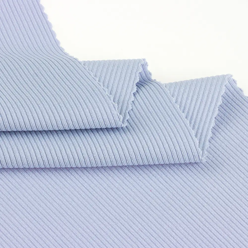 China Fabric for Tank Top,Crop Top,Hoodie Rib Knit Fabric Polyester Spandex Blue color buy from China wholesaler bulk order at wholesale price free worldwide shipping Alibaba