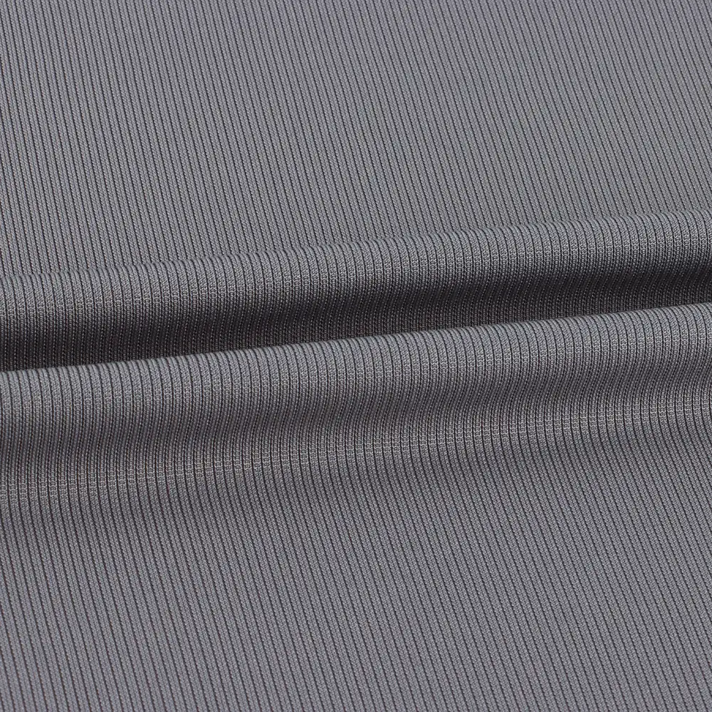 China Fabric for Tank Top,Crop Top,Hoodie Rib Knit Fabric Polyester Spandex Grey color buy from China wholesaler bulk order at wholesale price free worldwide shipping Alibaba
