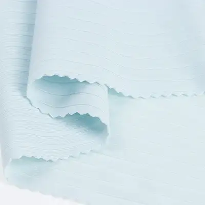 China Fabric for Tank Top,Crop Top,Hoodie Rib Knit Fabric Polyester Spandex Blue color buy from China wholesaler bulk order at wholesale price free worldwide shipping Alibaba