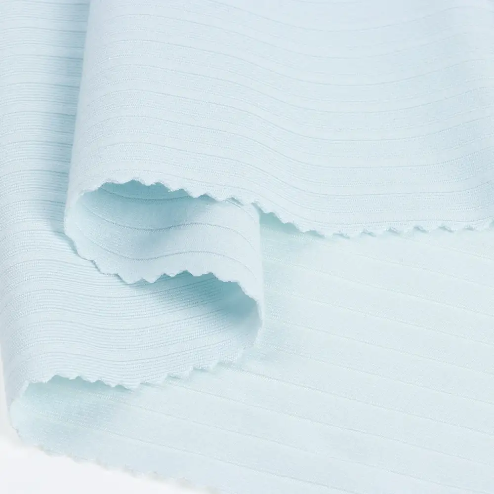 China Fabric for Tank Top,Crop Top,Hoodie Rib Knit Fabric Polyester Spandex Blue color buy from China wholesaler bulk order at wholesale price free worldwide shipping Alibaba