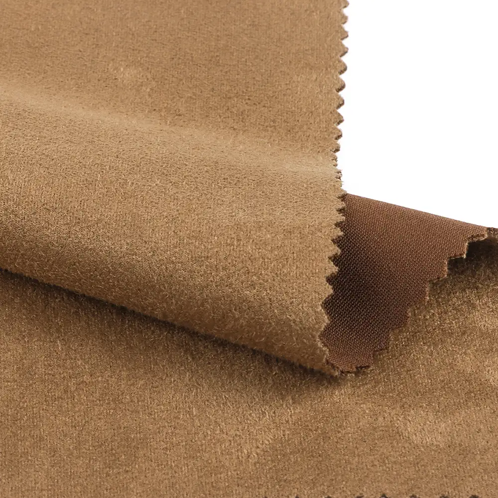 China Fabric for Blazer Warp Suede Knit Fabric Polyester Spandex Brown color buy from China wholesaler bulk order at wholesale price free worldwide shipping Alibaba