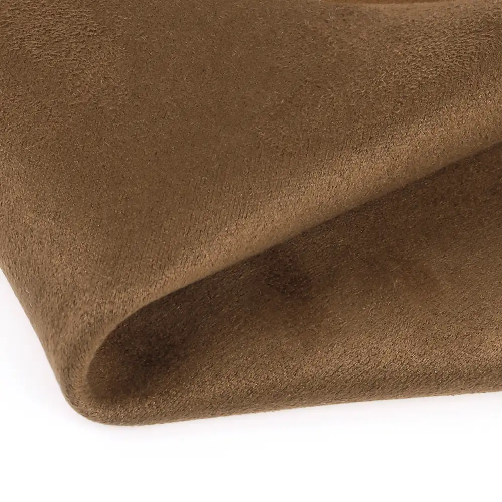 China Fabric for Blazer Warp Suede Knit Fabric Polyester Brown color buy from China wholesaler bulk order at wholesale price free worldwide shipping Alibaba