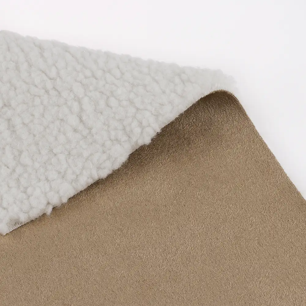 China Fabric for Blazer Warp Suede Knit Fabric Polyester Brown color buy from China wholesaler bulk order at wholesale price free worldwide shipping Alibaba