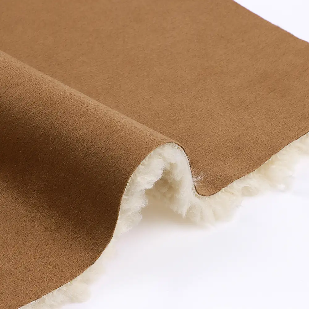 China Fabric for Blazer Warp Suede Knit Fabric Polyester Brown color buy from China wholesaler bulk order at wholesale price free worldwide shipping Alibaba