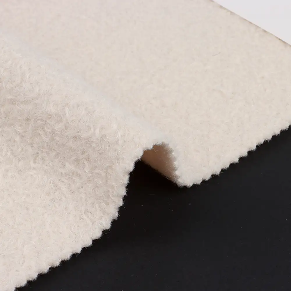 China Fabric for Blazer,Skirt,Hoodie Knit Woolen Fabric Woolen Polyester Beige color buy from China wholesaler bulk order at wholesale price free worldwide shipping Alibaba