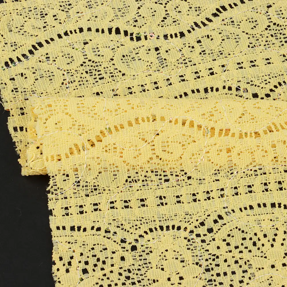 China Fabric for Blouse,Lingerie Lace Knit Fabric Cotton Nylon Yellow color buy from China wholesaler bulk order at wholesale price free worldwide shipping Alibaba