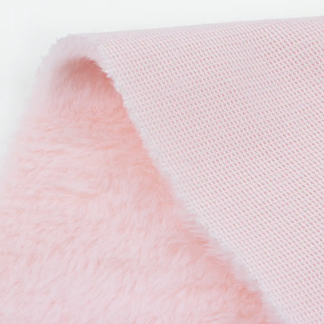 China Fabric for Trench Coat,Overcoat Fake Fur Knit Fabric Polyester Pink color buy from China wholesaler bulk order at wholesale price free worldwide shipping Alibaba