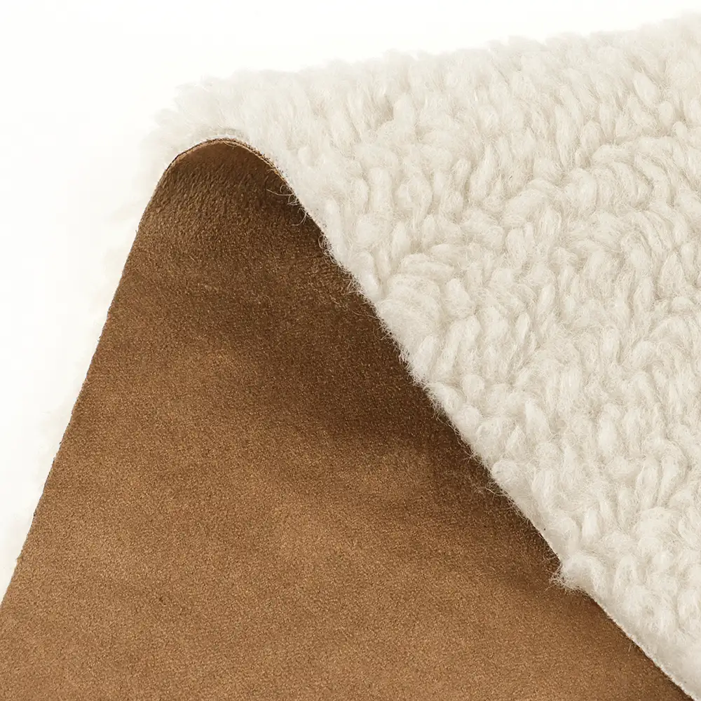 China Fabric for Blazer Warp Suede Knit Fabric Polyester Brown and white color buy from China wholesaler bulk order at wholesale price free worldwide shipping Alibaba