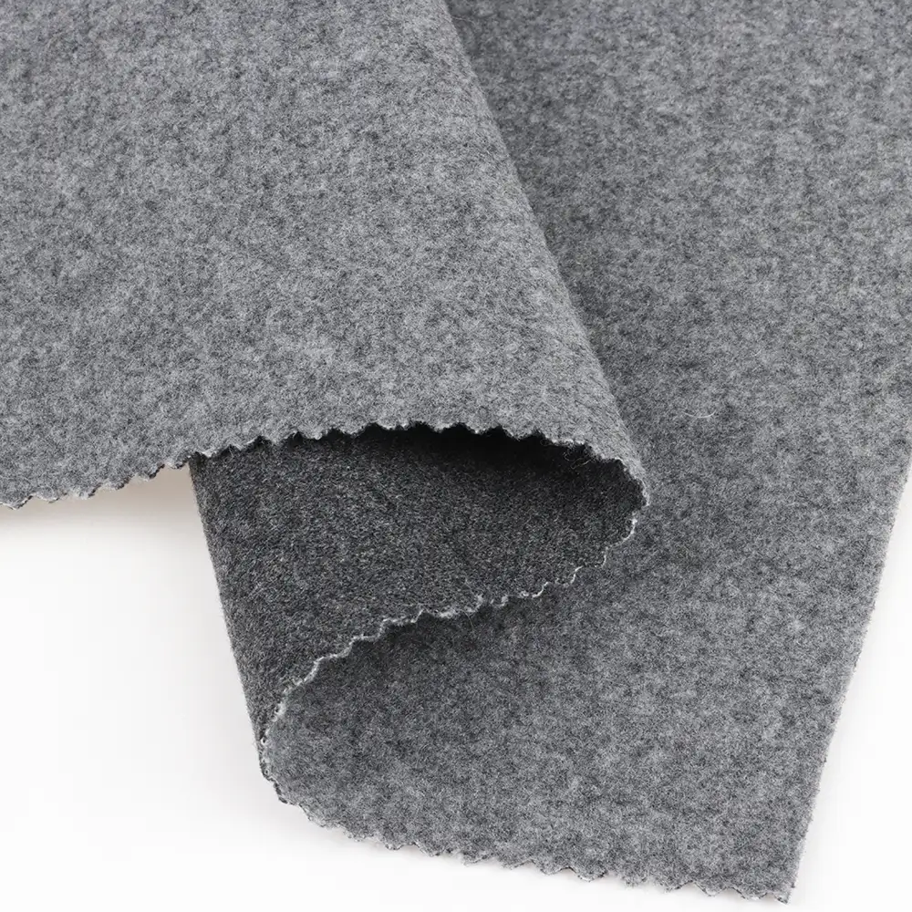 China Fabric for Blazer,Skirt,Hoodie Knit Woolen Fabric Woolen Polyester Grey color buy from China wholesaler bulk order at wholesale price free worldwide shipping Alibaba