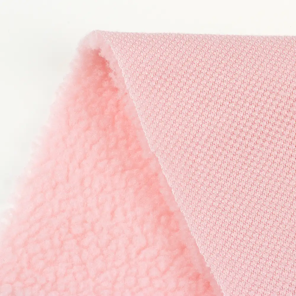 China Fabric for Trench Coat,Overcoat Sherpa Knit Fabric Polyester Pink color buy from China wholesaler bulk order at wholesale price free worldwide shipping Alibaba