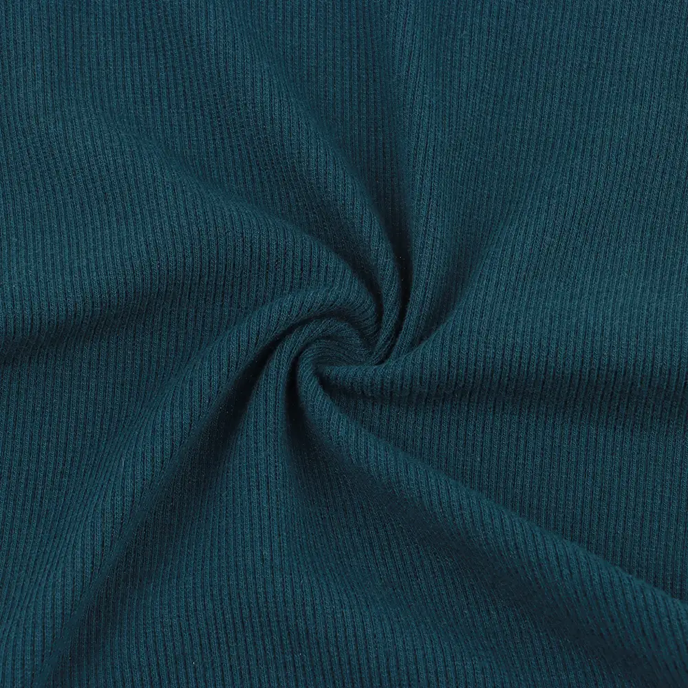 China Fabric for Tank Top,Crop Top,Hoodie Rib Knit Fabric Polyester Cotton Spandex Green color buy from China wholesaler bulk order at wholesale price free worldwide shipping Alibaba